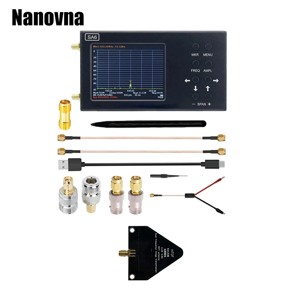 Nanovna SA6 Spectrum Analyzer 6GHz RF Handheld Frequency HTDF Log Periodic Antenna EMI Test Provide PC Software Portable