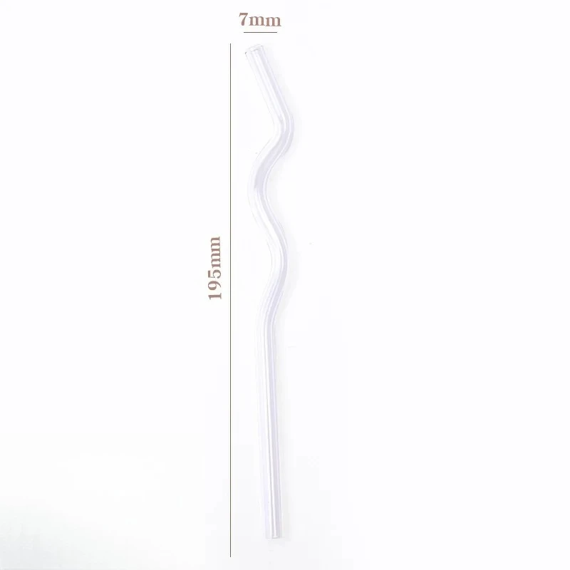 Wavy Colorful Clear Drinking Straw High Borosilicate Glass Straw Glass Tube Party Bar Drinkware Reusable Glass Straws