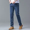 Spring Men's Light Blue Slim Jeans Stylish Casual Stretch Fabric Denim Pants Classic Trousers Smoke Gray 5