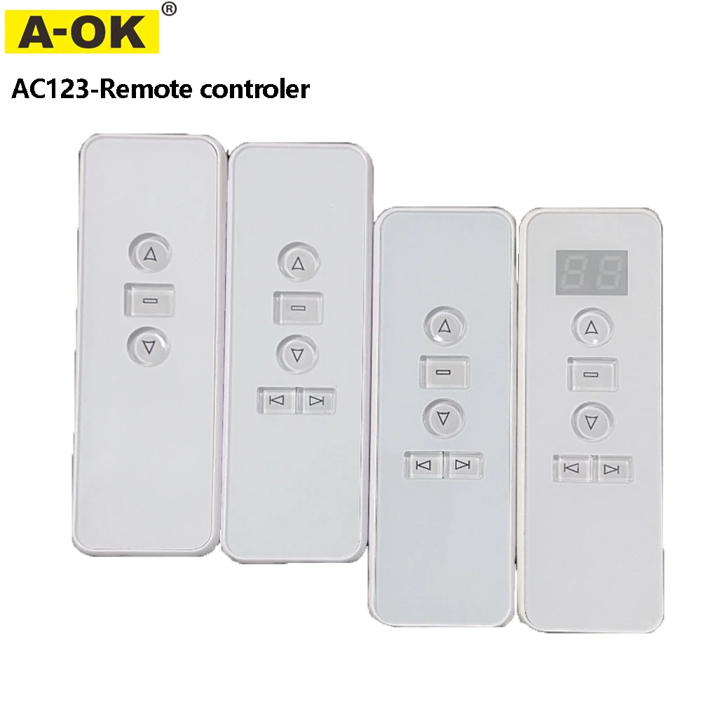 รีโมทคอนโทรลไร้สาย A-OK RF433 รุ่น AC123 1/2/6/16 ช่องสัญญาณ สำหรับมอเตอร์ม่านไฟฟ้า A OK ควบคุมบ้านอัจฉริยะ 1