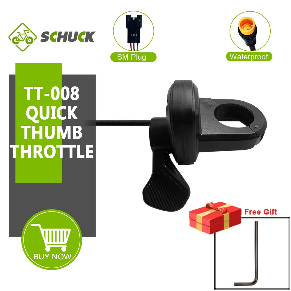 

TT-008 Quick Disassembly Thumb Throttle with Installation Tool 3 Pin Male SM Waterproof Plug Use for 24V 36V 48V Ebike Part