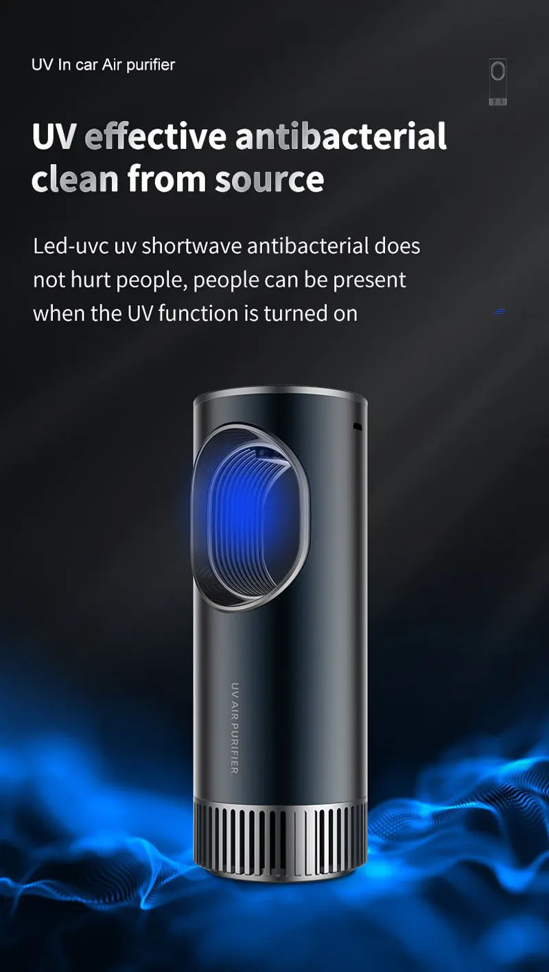 Air purifier for Cars Vehicle Sterilizer UVC Negative ions Ozonizer Portable Air Disinfectant Car Interior Cleaner Deodorant