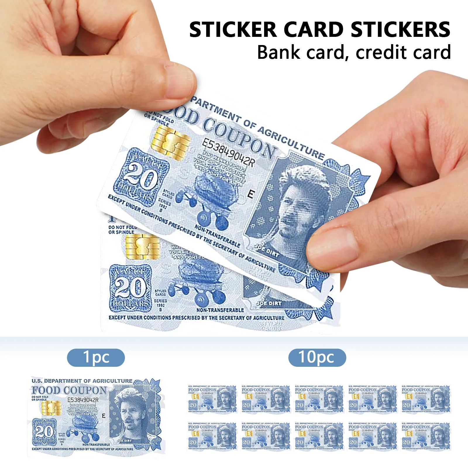 New Creative Credit Card Decoration Stickers Funny Joe Dirt Food Coupon Credit Card Skin Prop Supplies Gifts