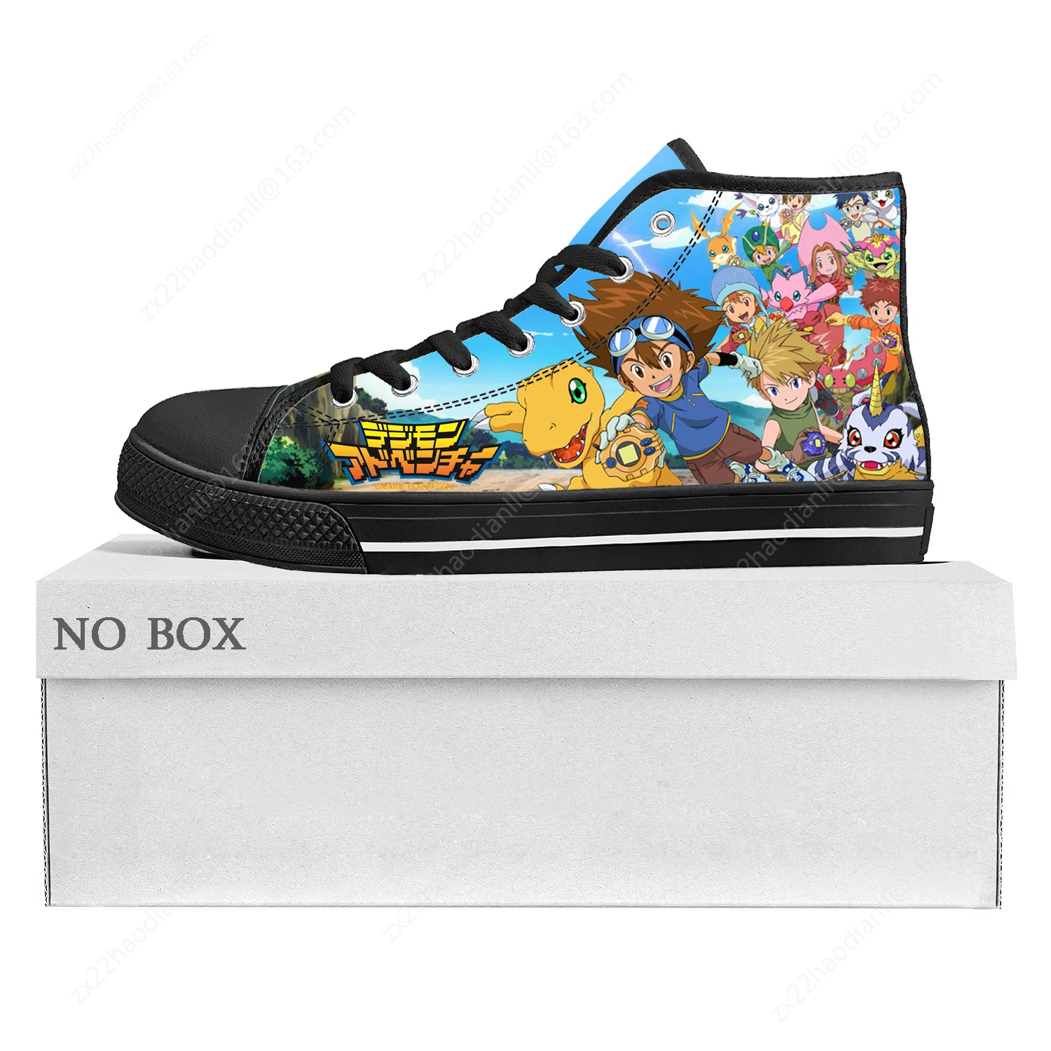 Hot Anime Digimon Adventure High Top Sneakers High Quality Mens Womens Teenager Canvas Sneaker Casual Couple Shoes Custom Shoe