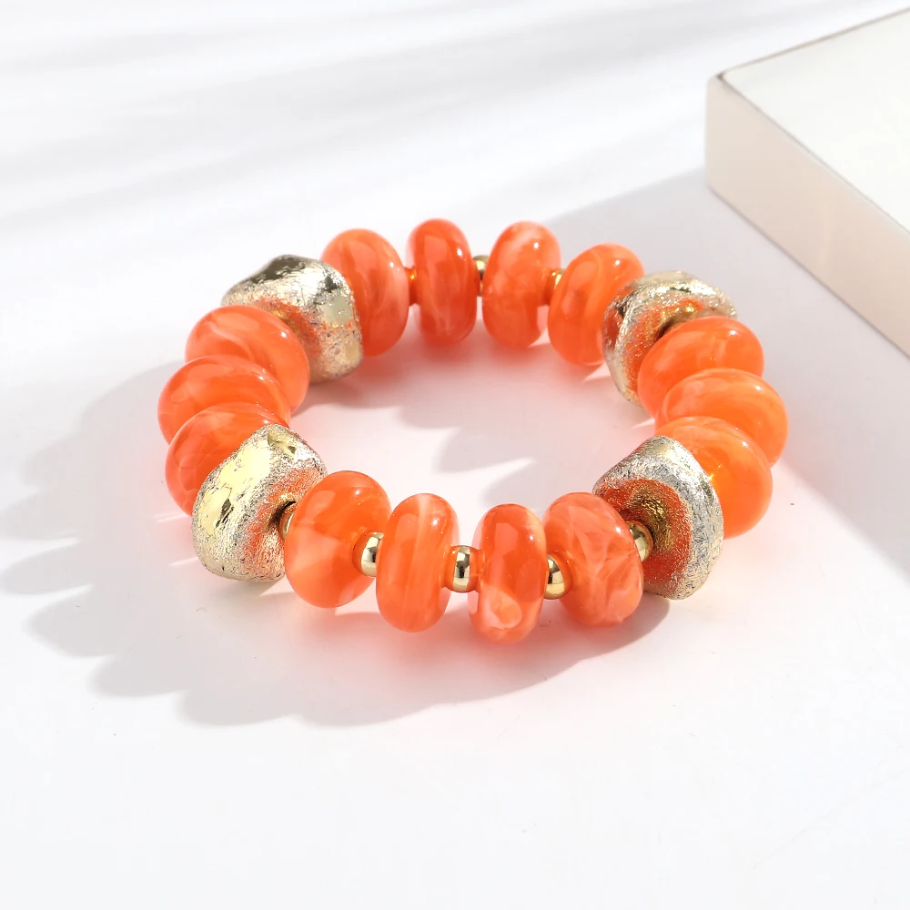 HIIXHC – Bracciali Elasticizzati Larghi In Resina Acrilica – Design Geometrico Irregolare – Gioielli Estivi Da Spiaggia - 2