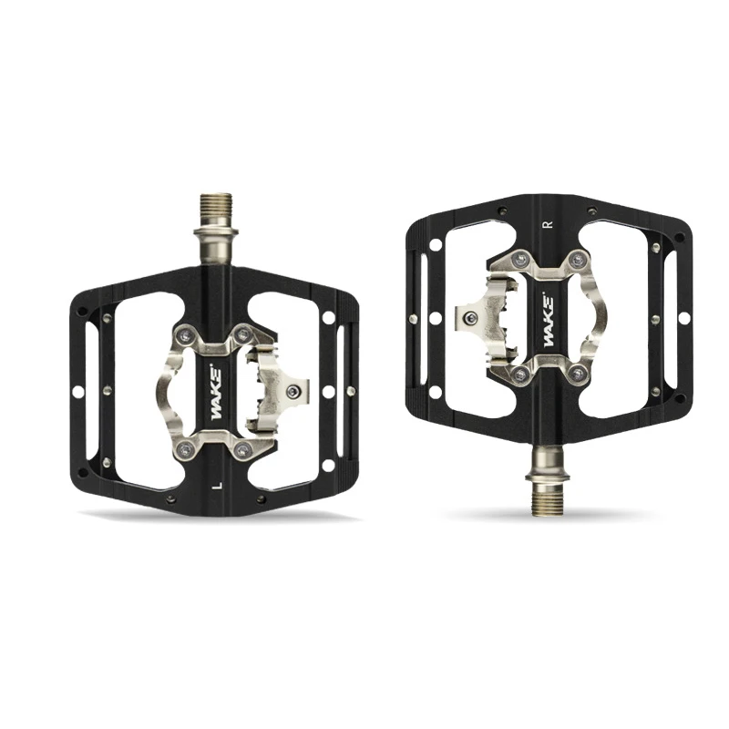 

MTB Bike Pedals Plat & Clipless Pedals 9/16” Compatible with SPD, Sealed Bearings Bicycle Platform Self-locking Pedal
