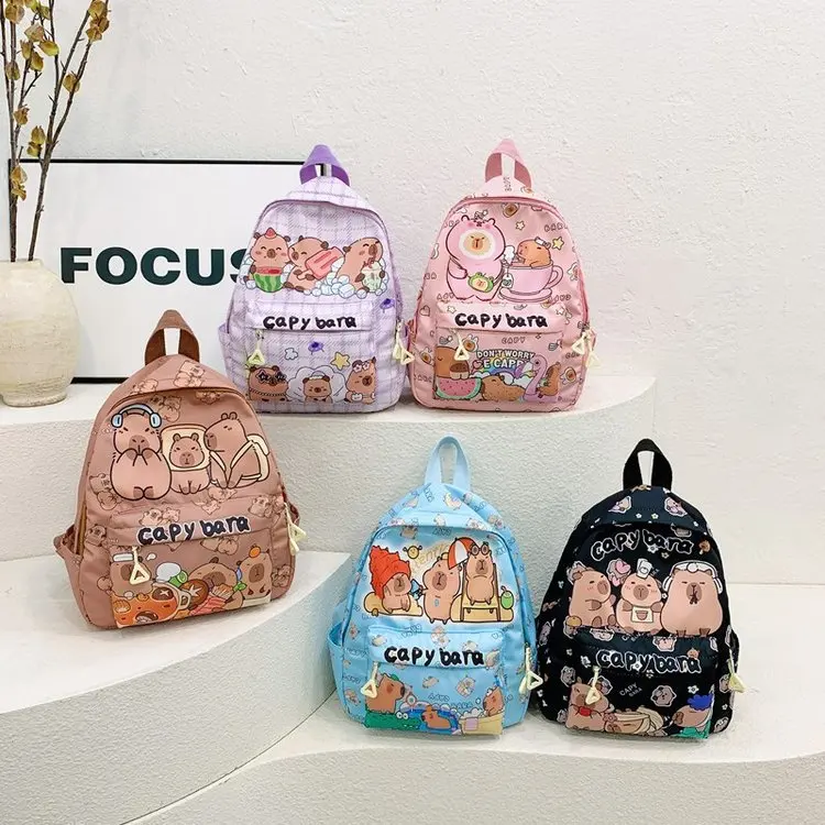 Cute Large Capacity Capybara Backpack Breathable Cartoon Student Schoolbag Nylon Ultra-light Book Bag 1