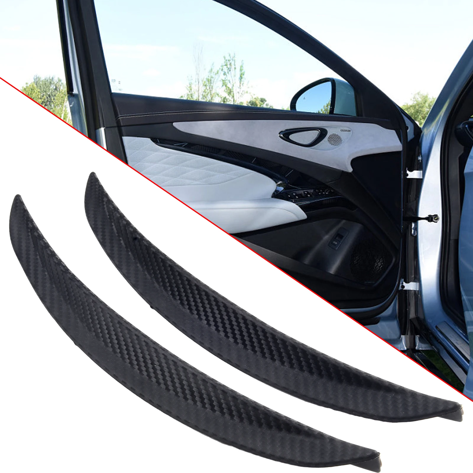 

Lip Strips Protection Strip 2 Pcs/set Car Accessories Carbon Fiber Black Replacement Rubber Splash Guard Parts