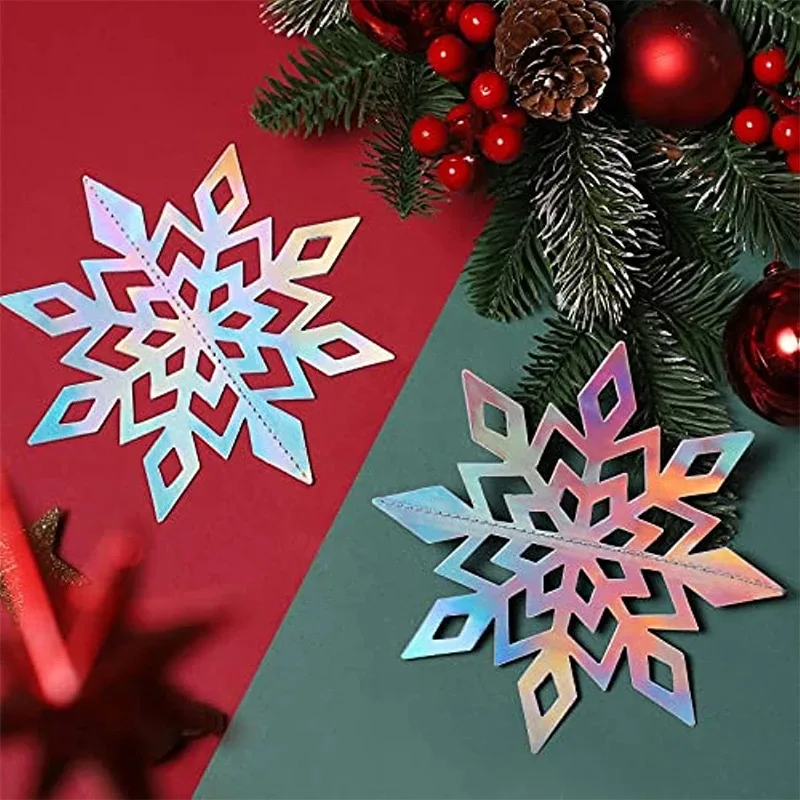 Christmas Snowflake 15/20/25CM Hanging Christmas Tree Ornament Xmas Home Decor Navidad New Year Decor Accessories Christmas Ornaments Winter Snow Decoration 6Pcs