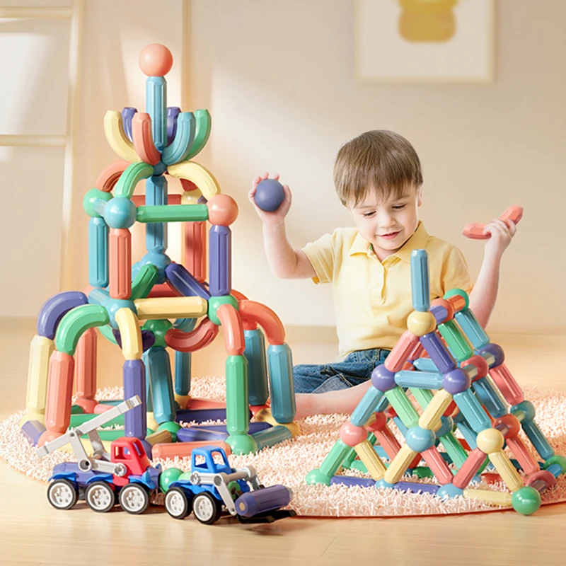 Children Magnetic Construction Blocks Set Magnetic Balls Stick Building Blocks Montessori Educational Toys For Children Gift