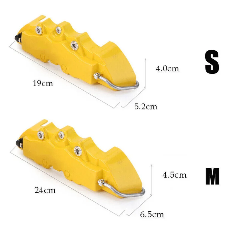 4PCS M+S 3D Yellow Style Car Disc Brake Caliper Cover Front & Rear  Accessories