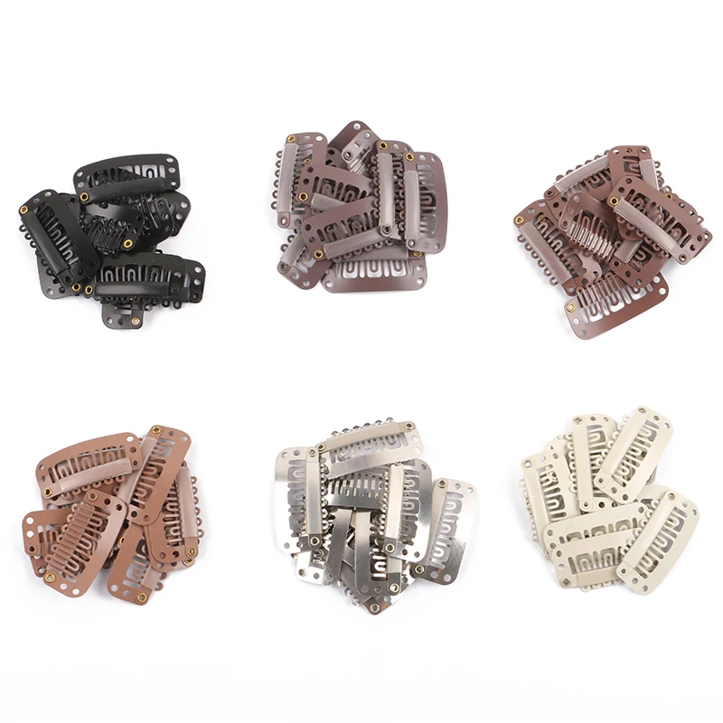 100 pezzi di clip per extension per capelli da 32 mm a 6 denti, clip a scatto in acciaio inossidabile rivestite in silicone con 6 colori diversi - immagine 6