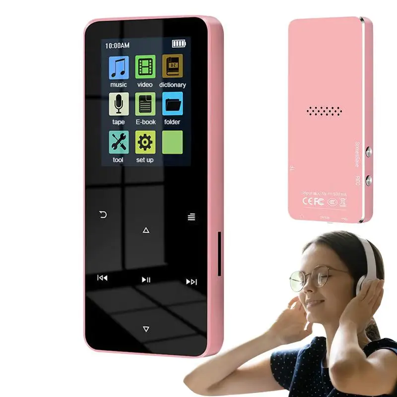 

Mp3 Player With Bt Portable 300mAh Battery Mini Mp3 Player 1.8 Touch Screen 128GB Max Storage HiFi Lossless Sound Quality Music