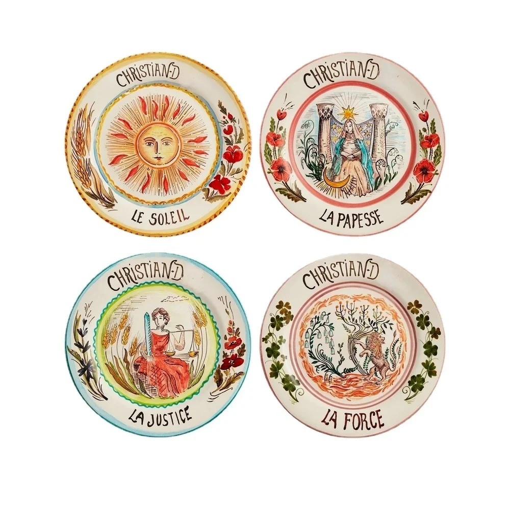

D Tarot Plate Bone China Dinner Set Nordic Kitchen Ceramic Dessert Charger Plates for Wedding Tableware Trays Decorative Mug Cup