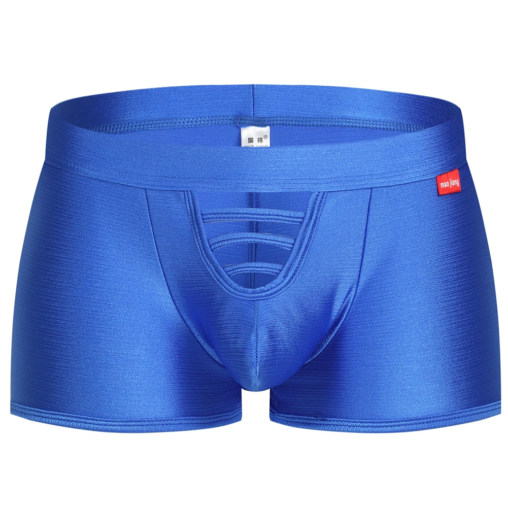 

Men Oil Glossy Boxer Shorts Sport Fitness Gym Bottoms Trunks Shiny Solid Pouch Bikini Breathable Boxer Shorts Mid-Waist Lingerie