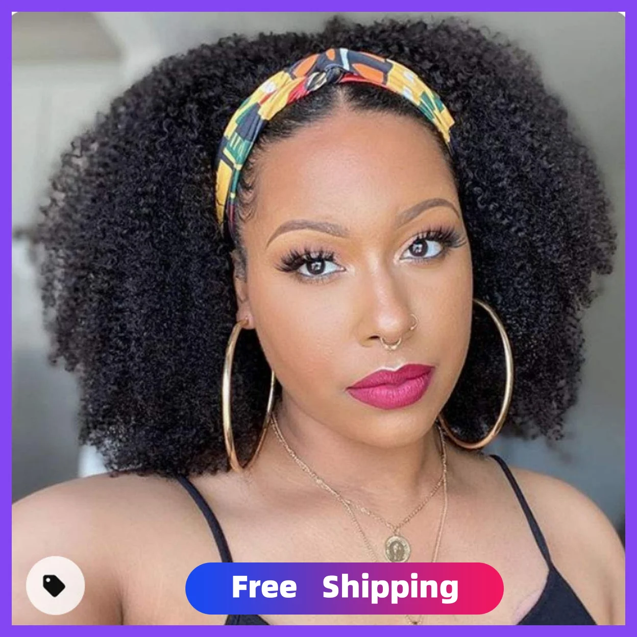 

Afro Curly Headband Wig Human Hair Natural Short Kinky Curly Bob Wig Headbands Wigs For Black Women 16INCH Glueless Machine Made