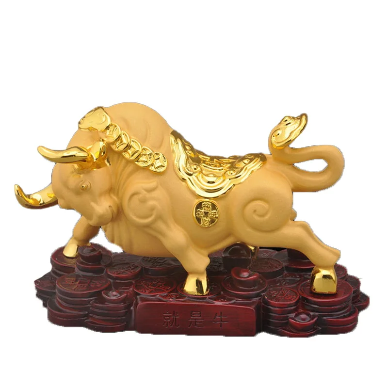 

European style- Gold Animal Bull Statue Resin art sculpture Home living room, room, office decoration accessories