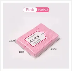 Lint-Free Cotton Pads for Nail and Beauty Cleaning - Eyelash Glue & Gel Polish Remover Wipes (300Pcs-Pink)