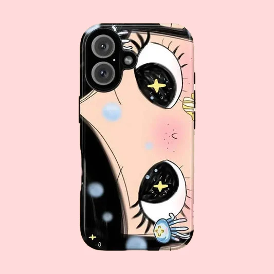 Luxury Double-Layer BIG EYES COMIC GIRL Phone Case