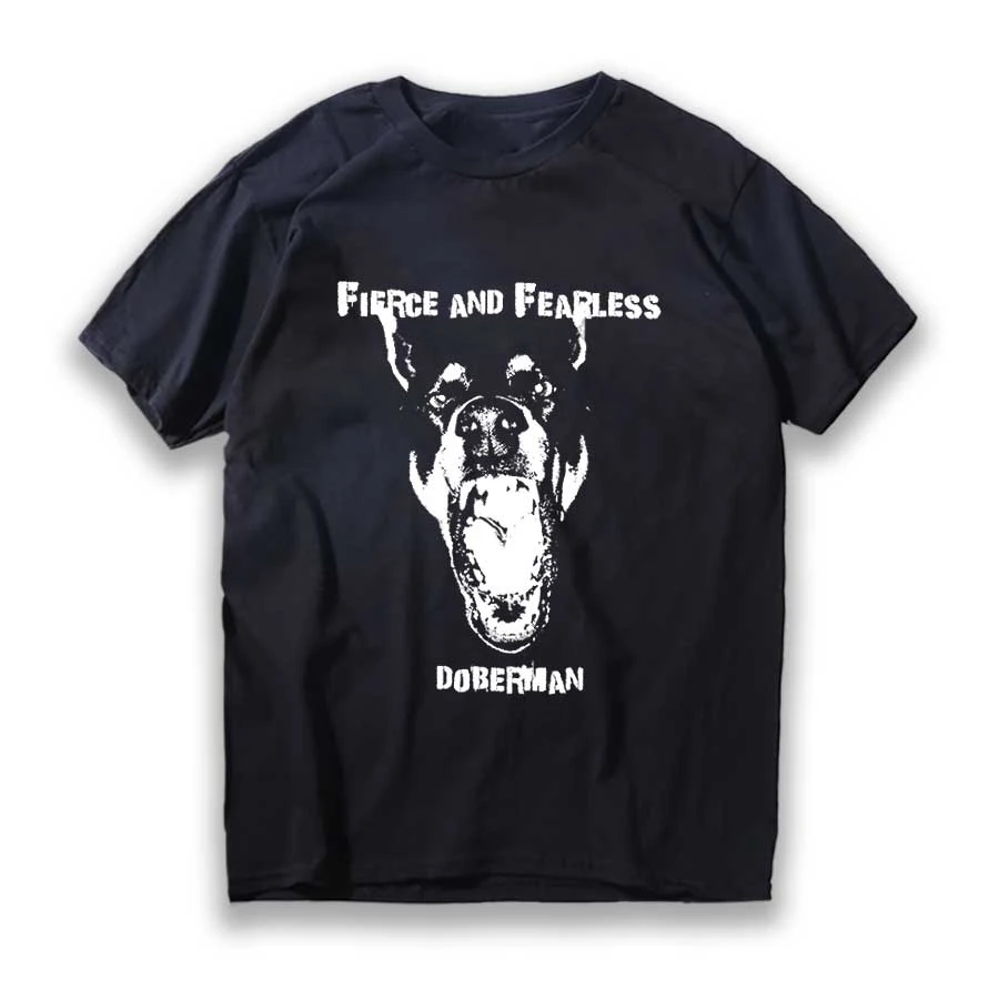 Хлопковая забавная футболка большого размера с рисунком злой собаки Doberman унисекс футболка с космической собакой Мужская футболка Классическая футболка с принтом собаки для мужчин Dcctee