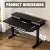 55 * 30 Inches Electric Standing Widened Desk Adjustable Height with 4 Drawers, Double Storage Shelves Stand Up Desk, Home Offic 3