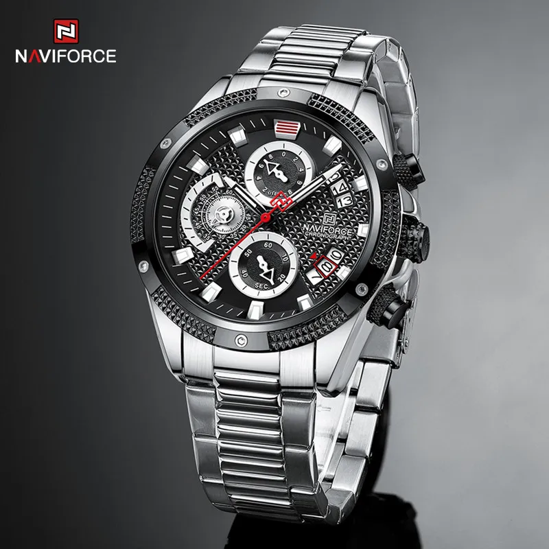 

NAVIFORCE Fashion Watches Men High Quality Stainless Steel Wristwatches Waterproof Luminous Sport Male Clock Relogio Masculino