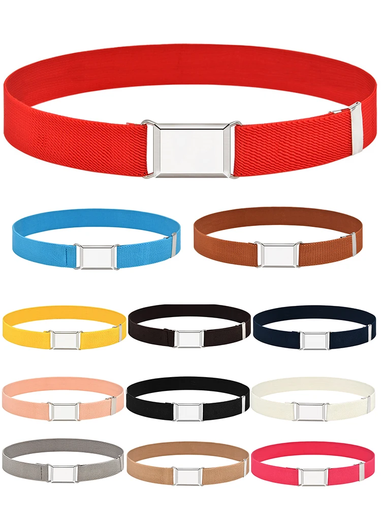 

Adjustable Elastic Canvas Belts For Boys Girls Solid Color Stretch Kids Children Cinch Waistband Lightweight Fashion Strap Belt
