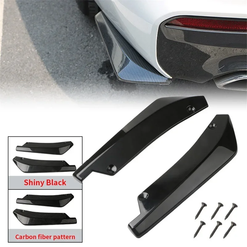 Carbon Fiber /Black Winglets Side Skirt Extensio Car Rear Bumper Strip Lip Spoiler Diffuser Splitter Scratch Protector Universal