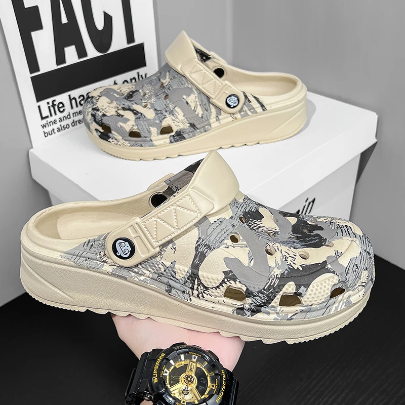 Leather Sandals Summer Sandals Men Garden Slippers Flat Platform Sandals Male Sneakers Outdoor Flip Flops Home Clogs Slide 45