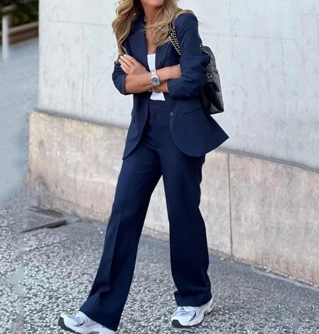 

2023 Women's Hot Selling New Popular Fashion Solid Color High End Temperament Commuter Professional Suit Two Piece Set