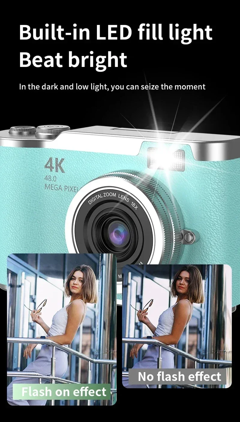 48mp Digital Camera With 8x Zoom And 180° Flip Screen For Travel_voghion.com