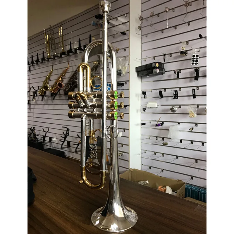 B Flat Two Tone Silver Plated Brass Trumpet-Ideal for Musicians Who Just Want to Play