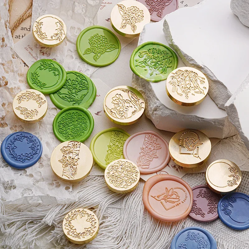 

Flowers Fire Paint Wax Seal Stamps Animal Embossed Brass Stamp DIY Scrapbooking Envelope Decoration Wedding Invitation Sealing