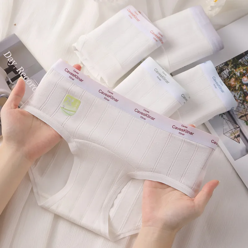 5 قطعة سراويل داخلية نسائية قطنية قابلة للتنفس منتصف الارتفاع من قماش الجاكار ملابس داخلية مريحة ومثيرة وناعمة مع ملابس داخلية حميمية عالية المرونة