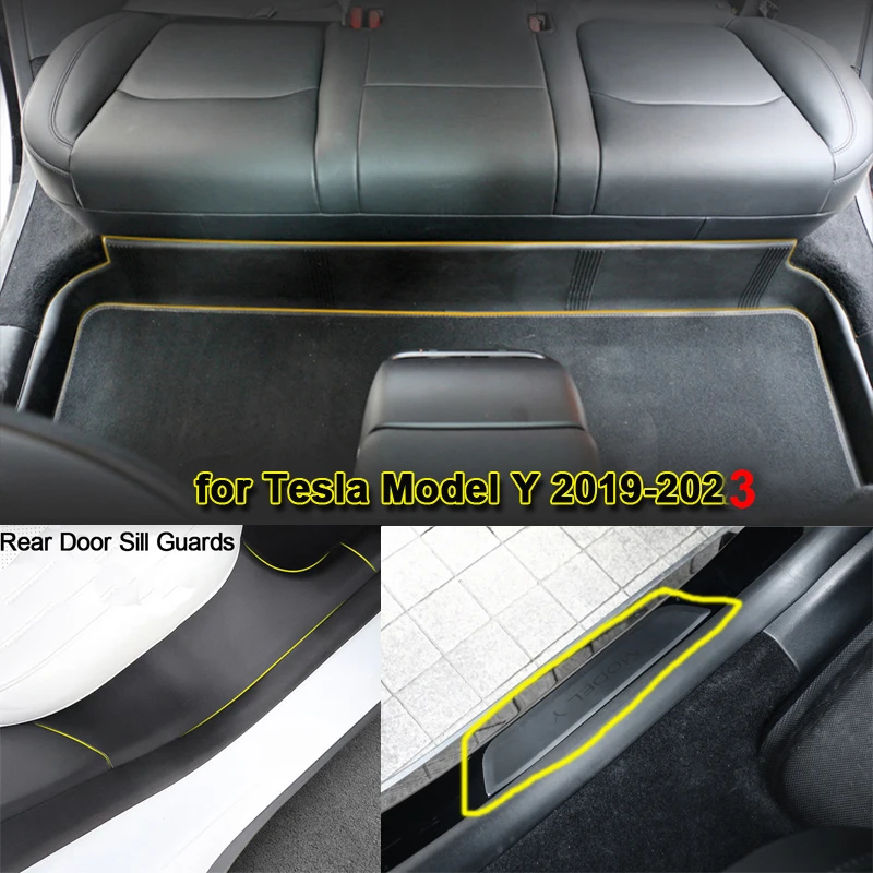 

ModelY Rear Door Sill Protector Cover For Tesla Model Y 3 Interior Accessories 2023 Under Rear Seat Side Protective Pad Guard