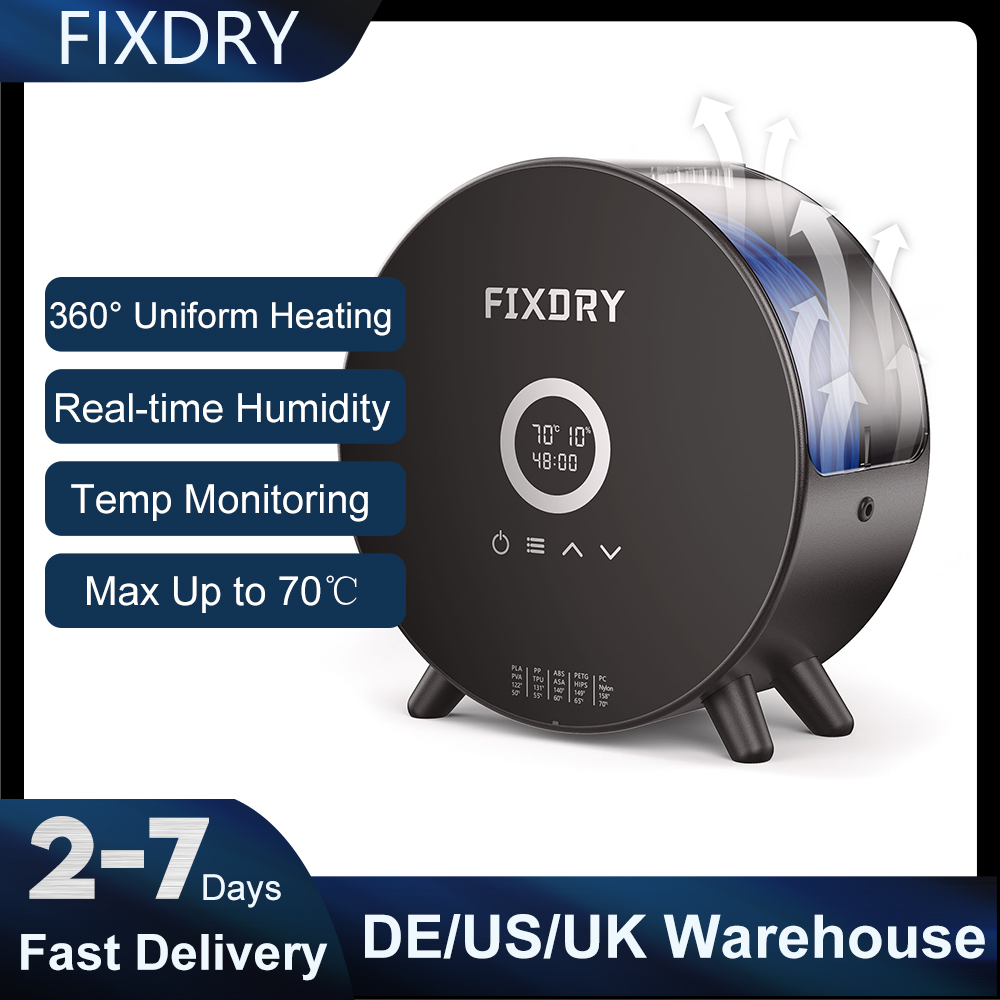 FIXDRY NT2 3D Printer Filament Dryer Box Upgrade LED Touch Screen 360º Surround Heating Adjustable Thermo 3D Printing Drying