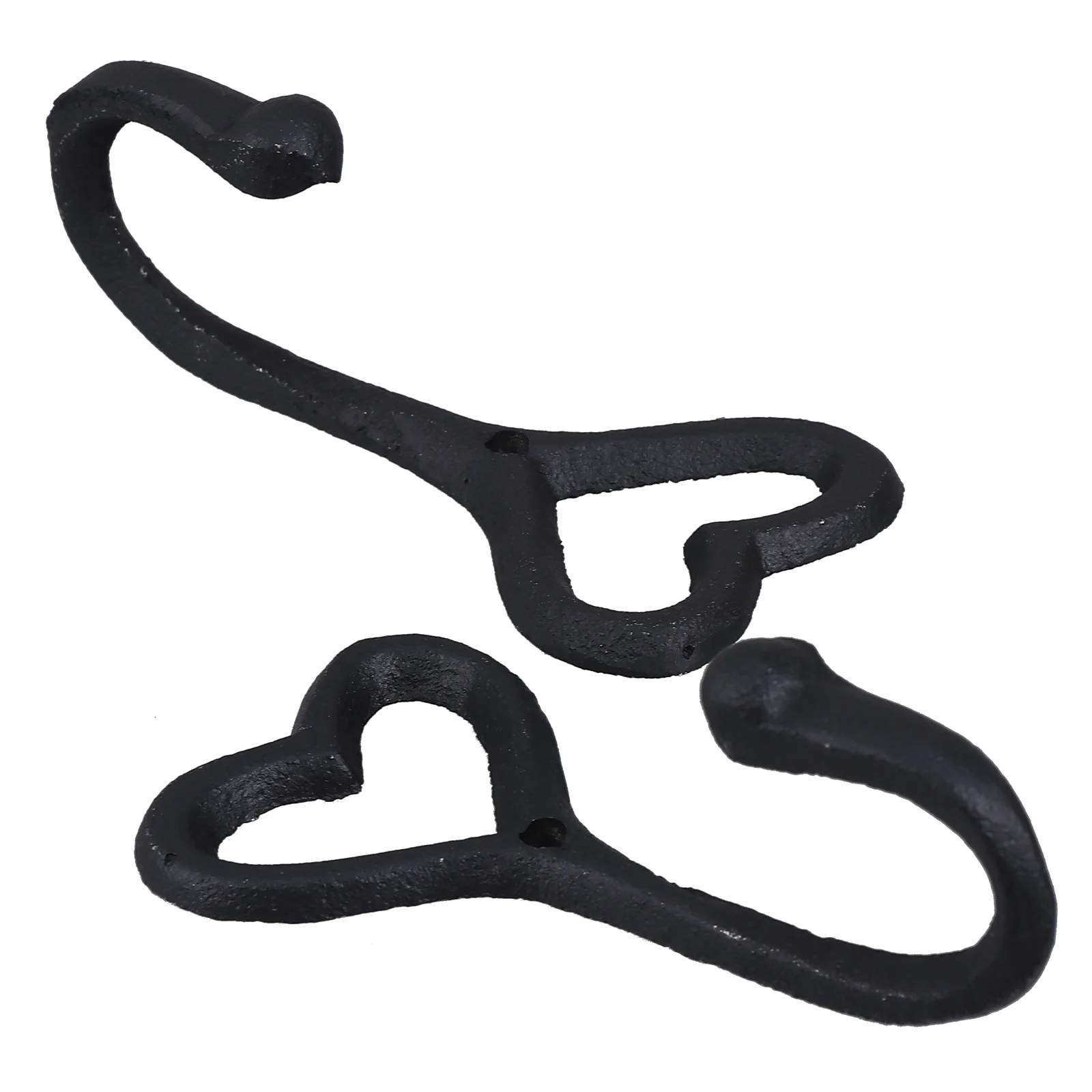 

2 Pcs Wall Hook Wall-mounted Hooks Heart Iron Holders Coat Hangers Black Key Heavy Duty Clothes Rack Hat