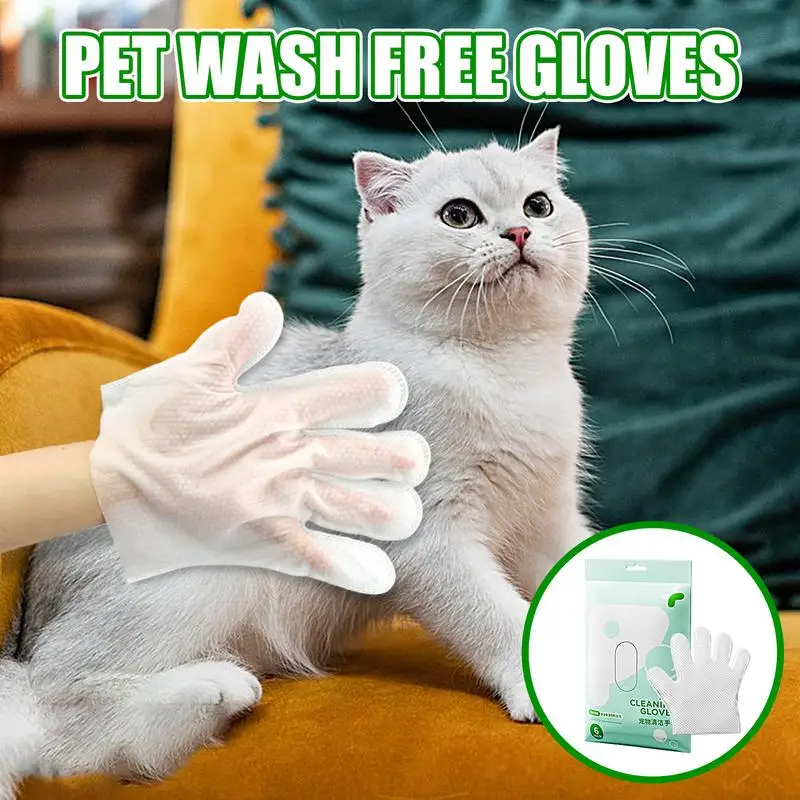 6pcs Disposable Cleaning Wipes Gloves for cat Dog SPA Bath,pet grooming gloves