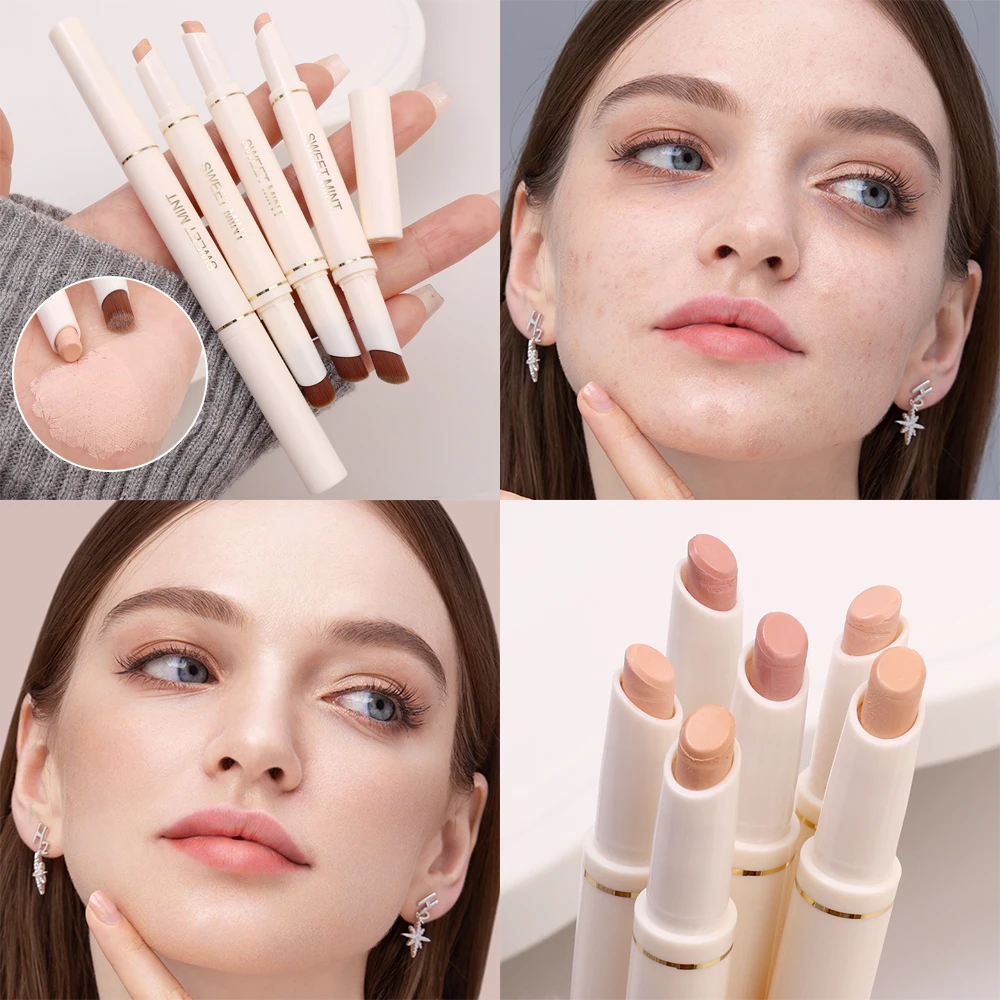 Soft Double Head Concealer Pen with Blush Head Lasting Cover Dark Circles Acne Mark Waterproof Shadow Contouring Pencil Cosmetic 3
