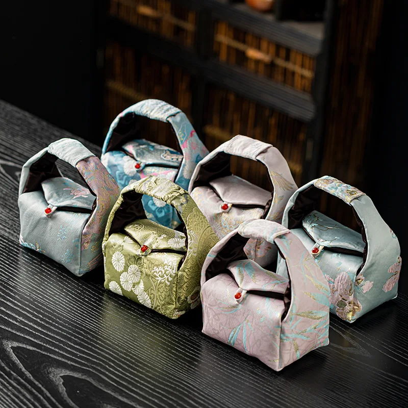 New Chinese Style Tea Set Storage Bag Design for Teapot & Two Cups, Durable Fabric Travel Organizer for Outdoor Tea Lovers