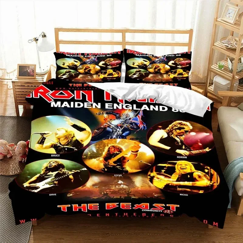 Iron--Maiden Pattern Quilt Cover Pillowcase Bedding Two or Three Piece Set Multi Size Comforter Set Duvet Cover Bedding Sets 3