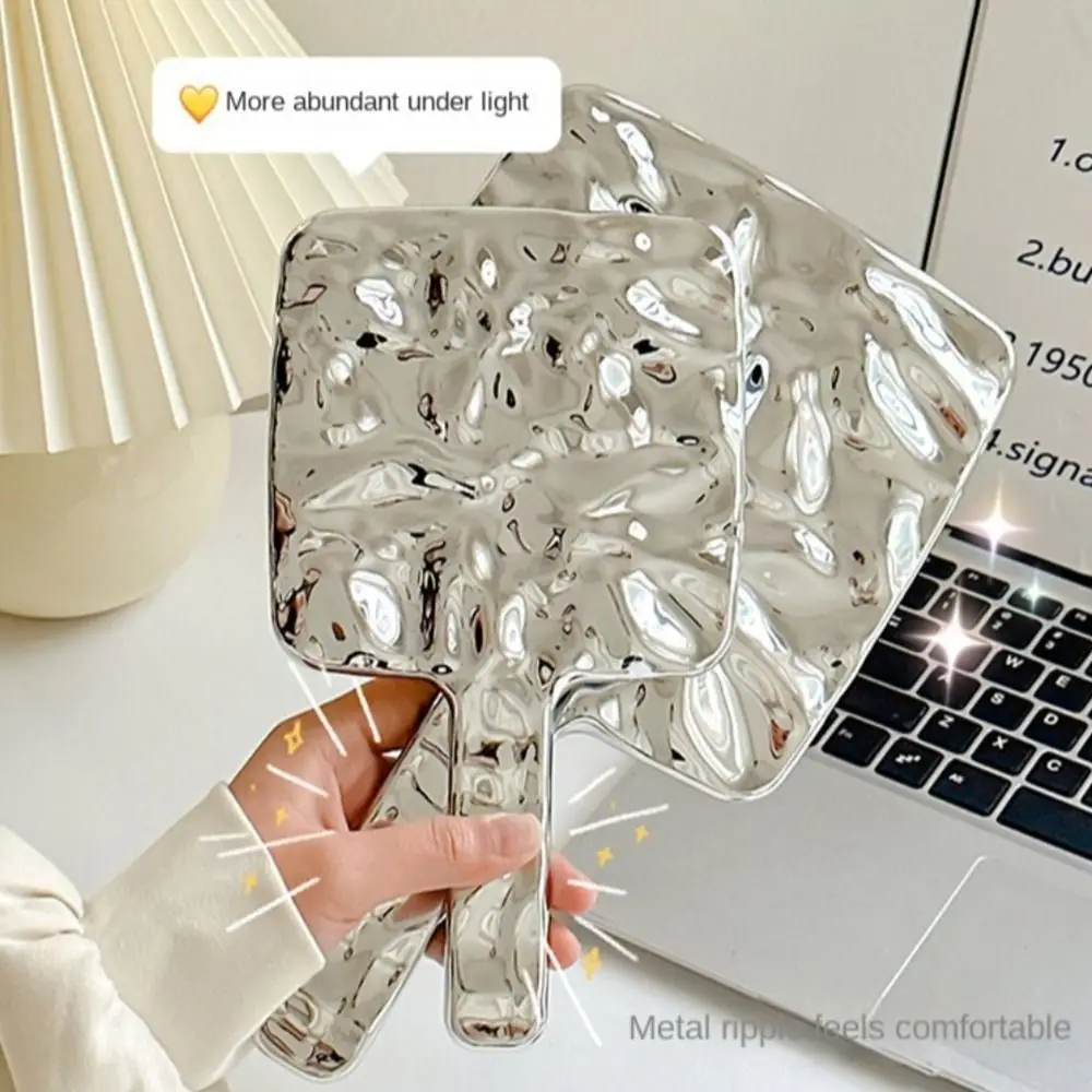 Portable High Definition Handheld Mirror Liquid Shape Silver Makeup Mirror Square Ins Vanity Mirror Household