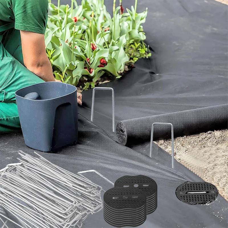 U-Shape Garden Staples With Washers 15cm Lawn Stakes Ground Nails for Turf Fixing Pipe Securing Gardening Fixing Tools 20/40pcs