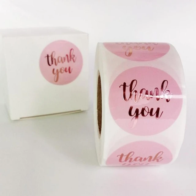 1.5 Inch Thank You Stickers, 500 PCS Pink Sealing Stickers Thank