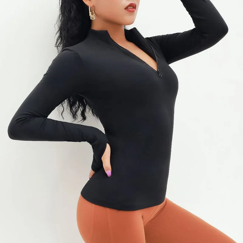 Women's Yoga Shirts Long Sleeve Sport Top with Zipper for Gym Athletic yoga top yoga shirt sports shirt sports t shirt