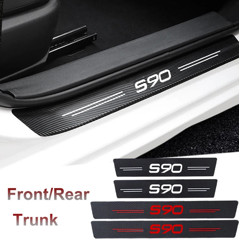 

Для Volvo S90 логотип из углеродного волокна для интерьера автомобиля, защитная пленка, защита педали, Накладка на порог, наклейки