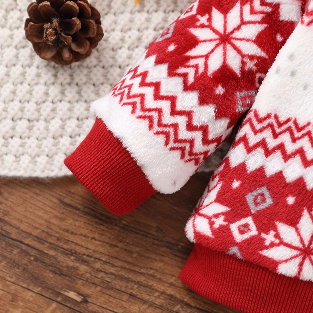  남아/여아 눈꽃 무늬 플란넬 스웨트셔츠