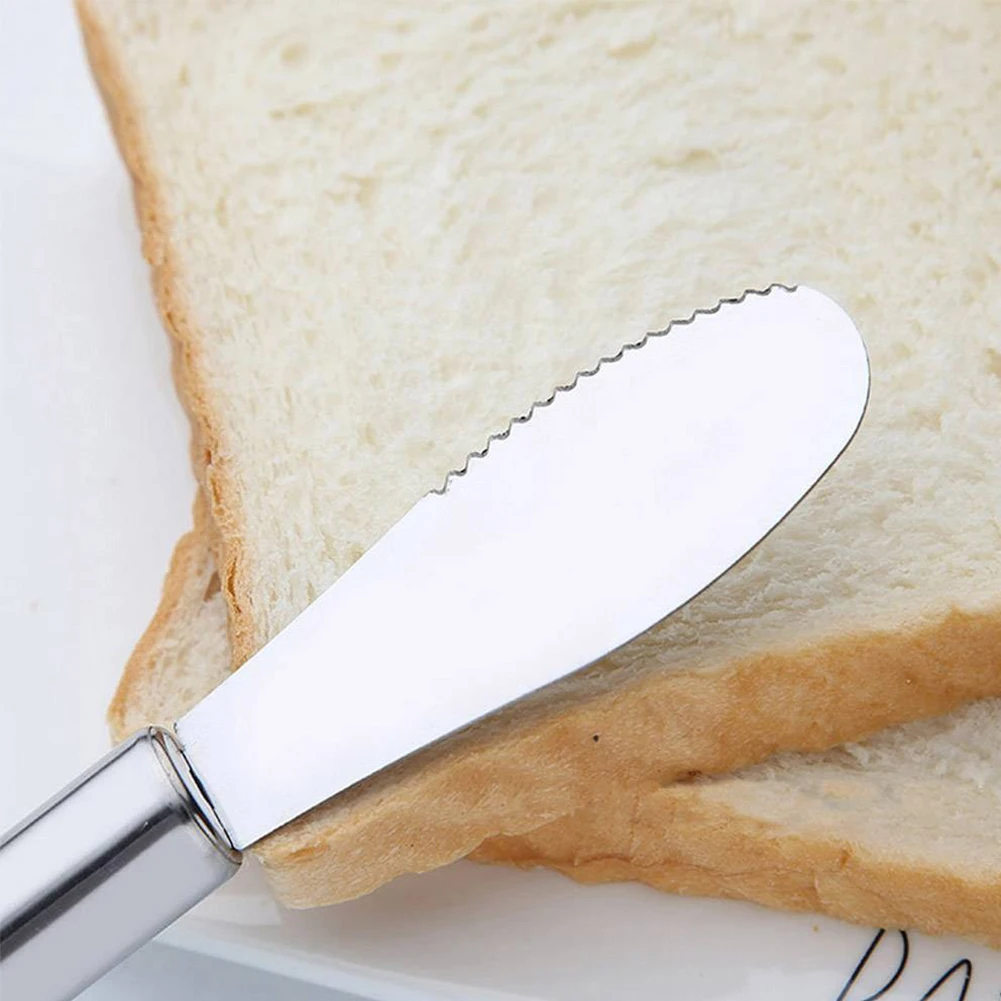 Butter Spatula Stainless Steel Serrated Spreader Butter Knife Sandwich Sawtooth Wide Blade Cutter Kitchen Gadgets Home Tableware butter knife cheese knife