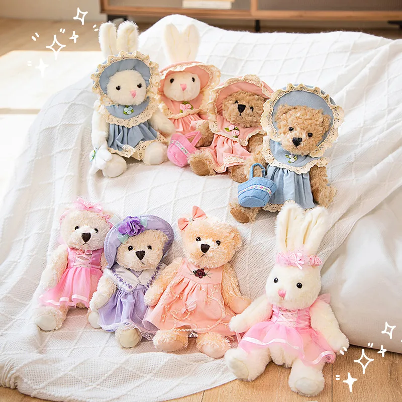 New Cartoon Countryside Teddy Bear Plush Toy Cute Stuffed Animal Bears Rabbit Plushies Dolls Anime Colorful Soft Kids Toys Gifts