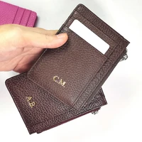 Custom Name Luxury Design Card Holder Fashion Zipper Genuine Leather Coin Purse Casual Wholesale Business Card Wallet For Woman - Image 5